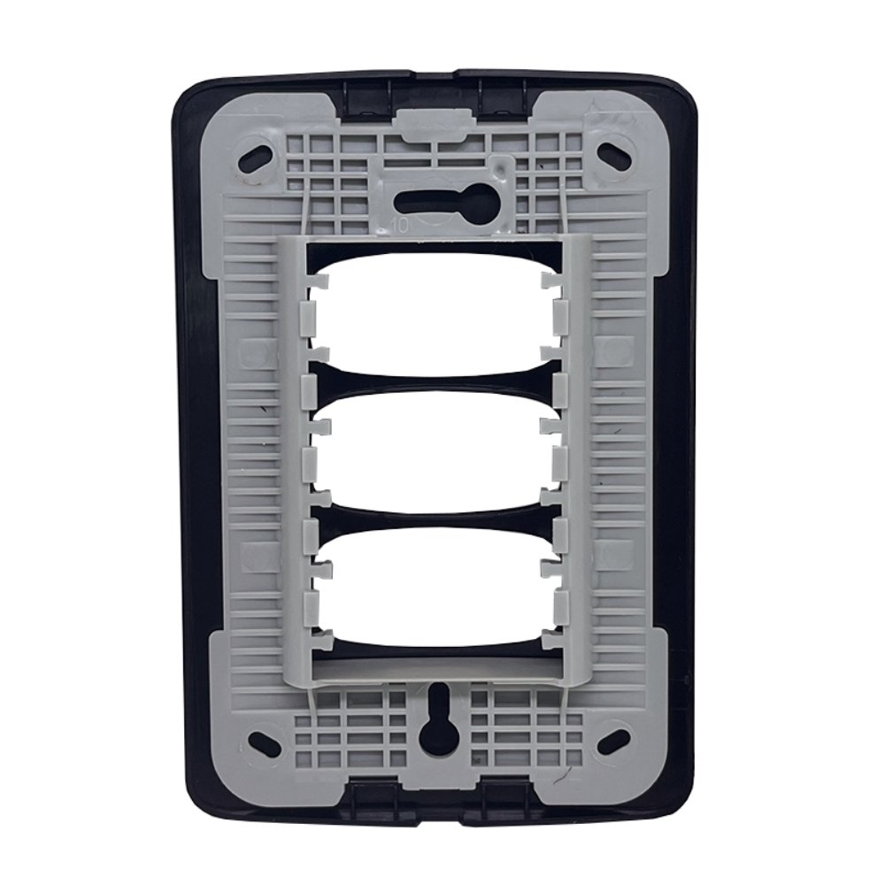 PLACA 4X2 PARA 3 POSTOS SEPARADOS COM SUPORTE PRETO GRACIA MAXX - ALUMBRA