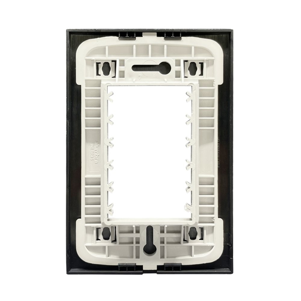PLACA 4X2 PARA 3 POSTOS JUNTOS COM SUPORTE PRETO FOSCO INOVA PRO - ALUMBRA