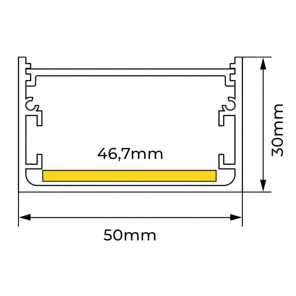 PERFIL SOBREPOR BRANCO 50X30MM COM 1 METRO - LUMINATTI