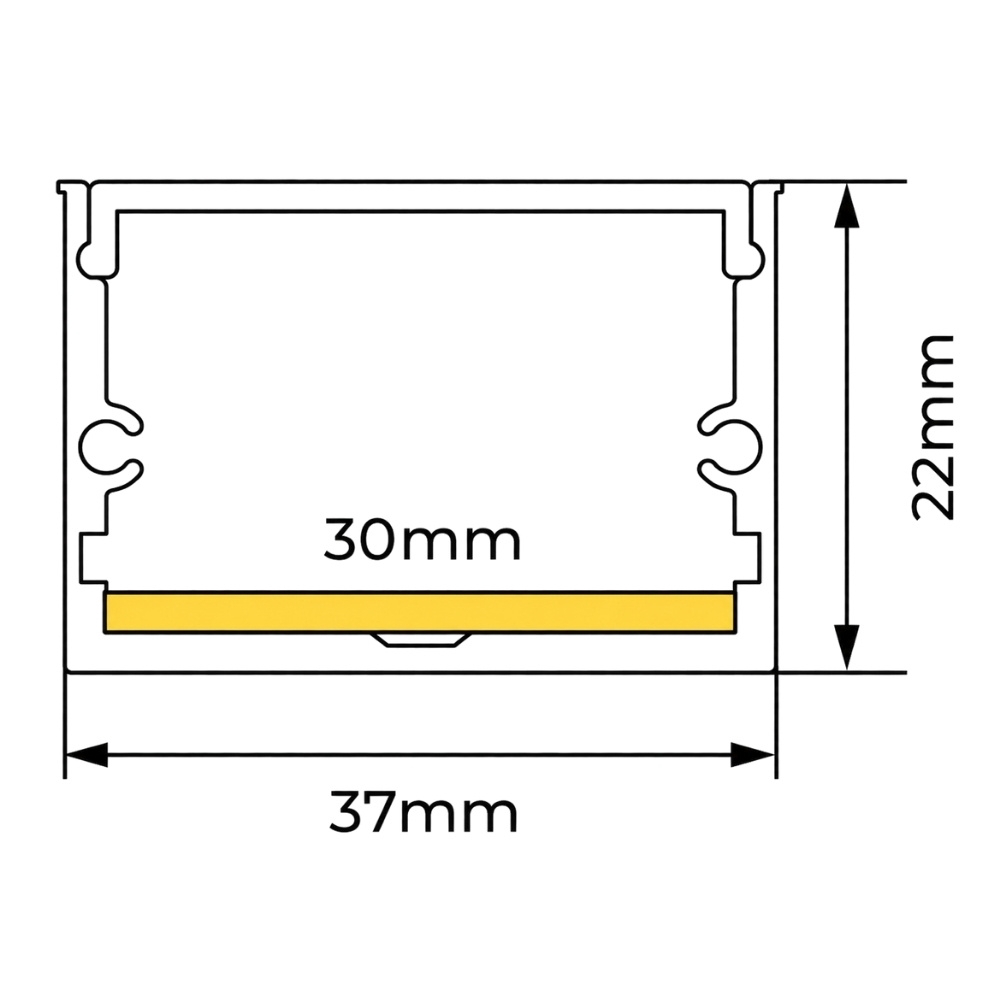 PERFIL SOBREPOR 30MM PRETO DIFUSOR BRANCO 30X22MM COM 3 METROS - LUMINATTI