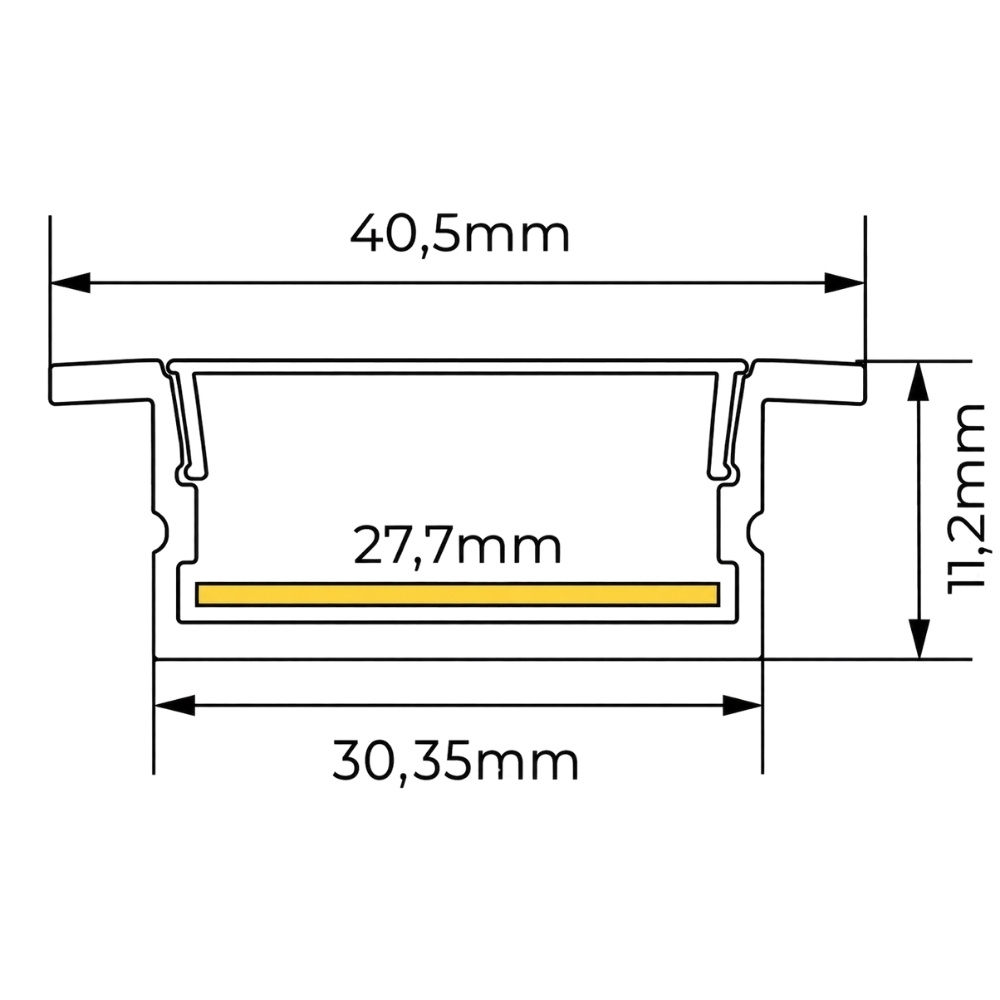 PERFIL EMBUTIR NANO 25MM BRANCO 30X11MM COM 3 METROS - LUMINATTI