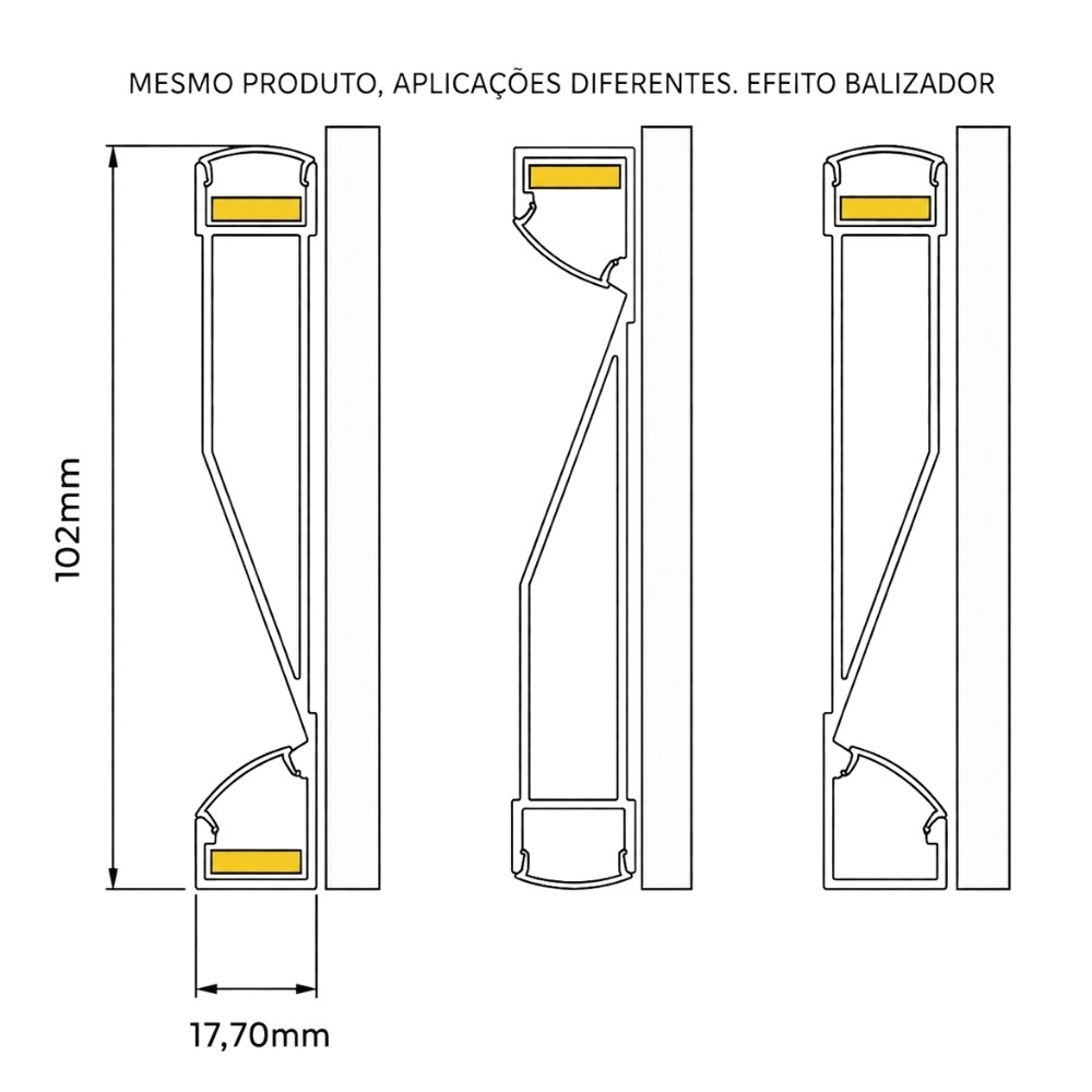 PERFIL SOBREPOR RODAPE 17,7MM BRANCO 1 METRO - LUMINATTI
