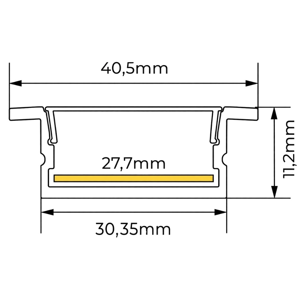 PERFIL EMBUTIR NANO 25MM BRANCO 30X11MM COM 2 METROS - LUMINATTI