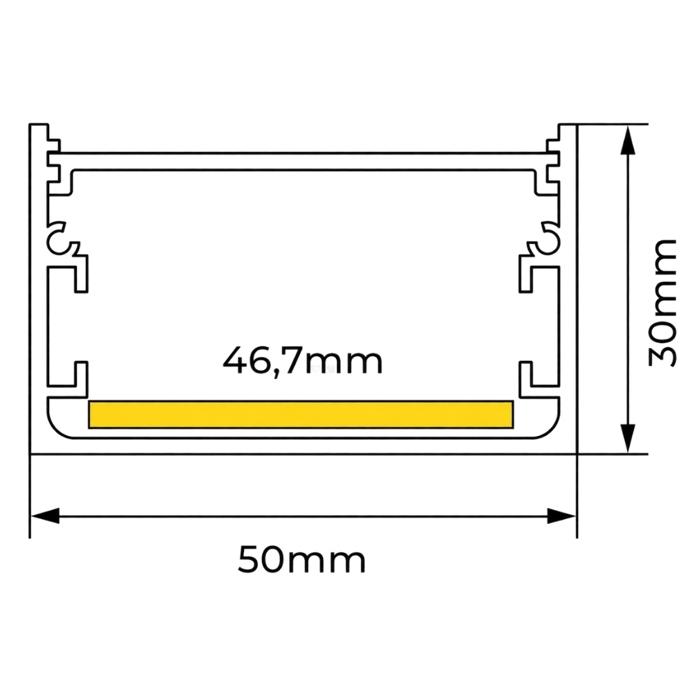 PERFIL SOBREPOR 50MM BRANCO 50X30MM COM 2 METROS - LUMINATTI