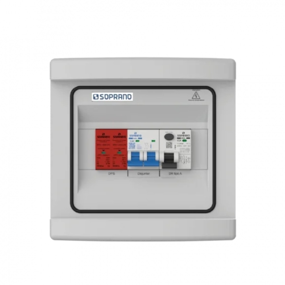 QUADRO PROTECAO CARREGADOR VEICULARES 7,4KW 220V 32A CINZA SEM TOMADA - SOPRANO