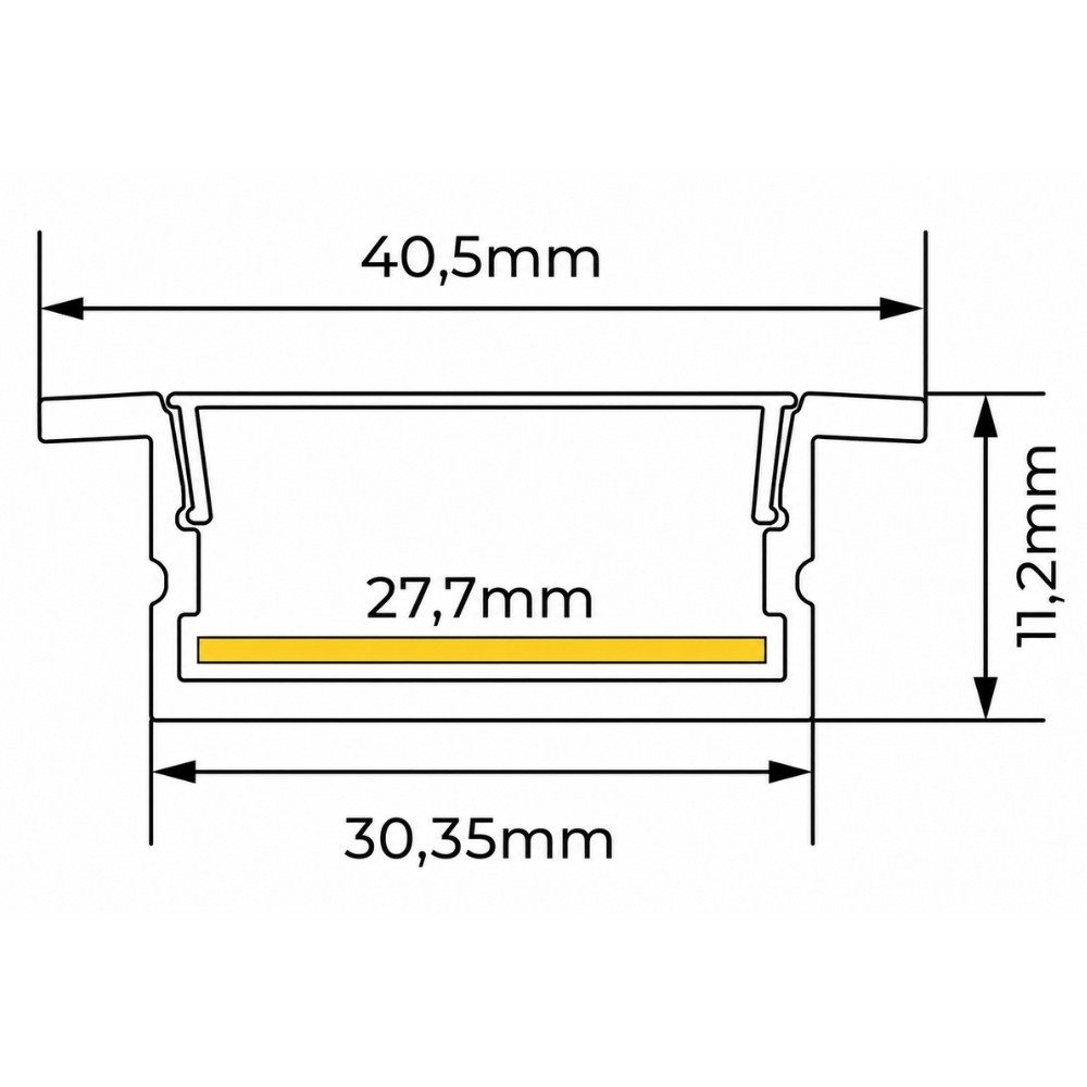 PERFIL EMBUTIR NANO 25MM BRANCO 30X11MM COM 1 METRO - LUMINATTI