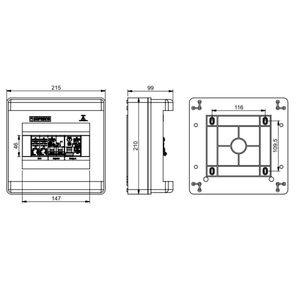 QUADRO PROTECAO CARREGADOR VEICULARES 7,4KW 220V 32A CINZA SEM TOMADA - SOPRANO
