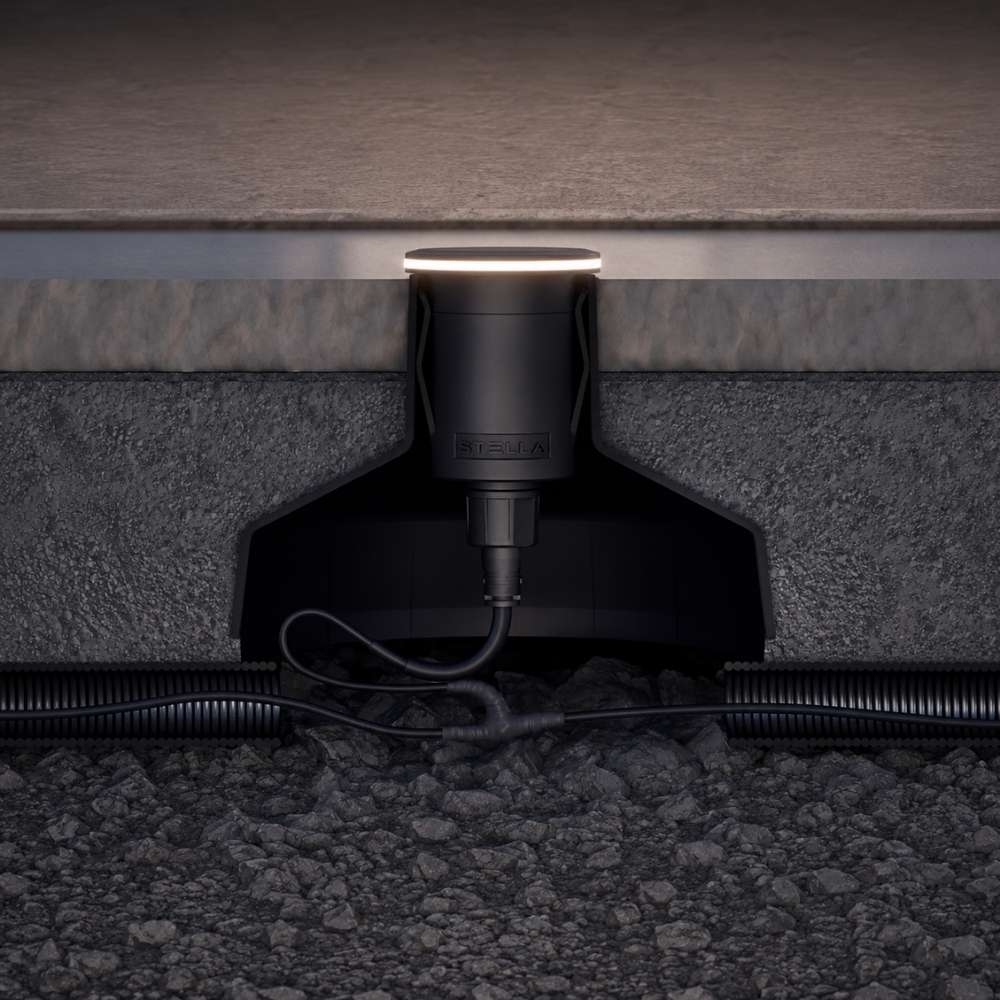 BALIZADOR DE SOLO WAY RING 1W IP67 LUZ AMARELA 3000K BIVOLT PRETO - STELLA