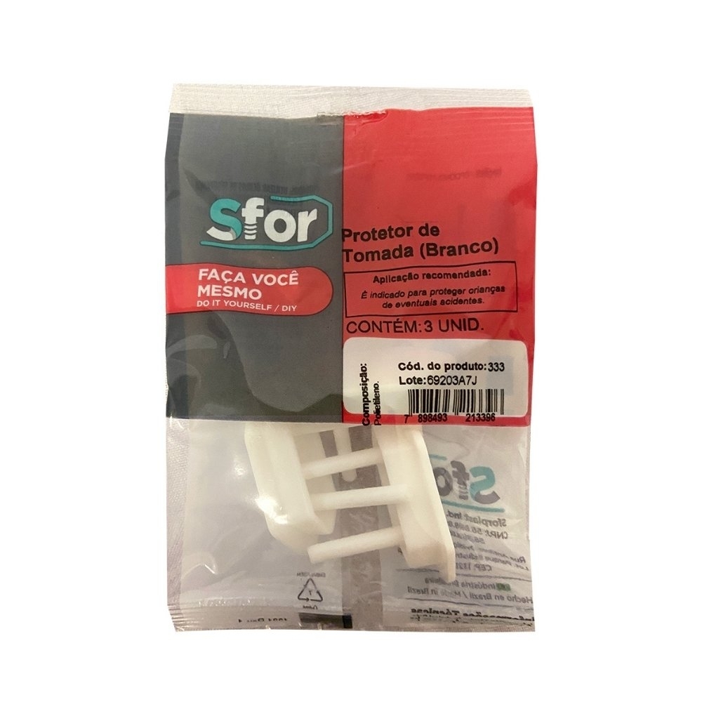 Protetor de Tomada Branco c/ 3 Pecas - Sforplast