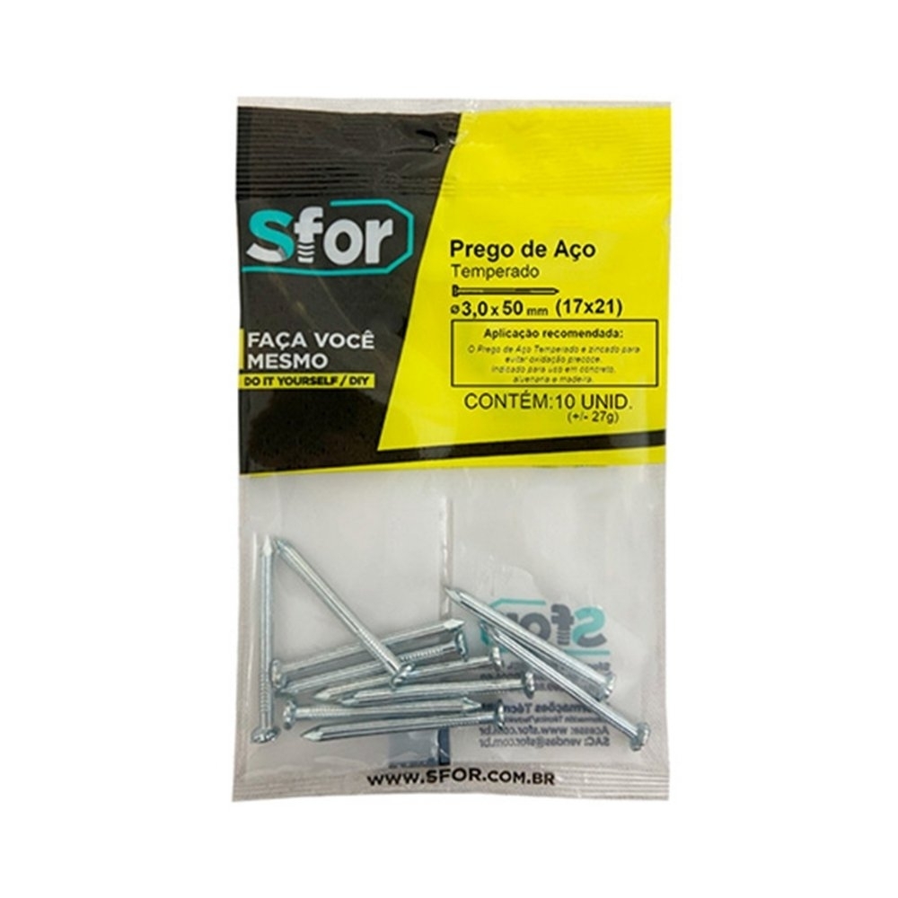 PREGO DE ACO GALVANIZADO 17X21 COM 10 PECAS - SFORPLAST