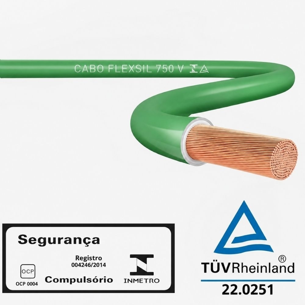 CABO FLEXIVEL 16MM VERDE 750V ROLO COM 100 METROS - SIL