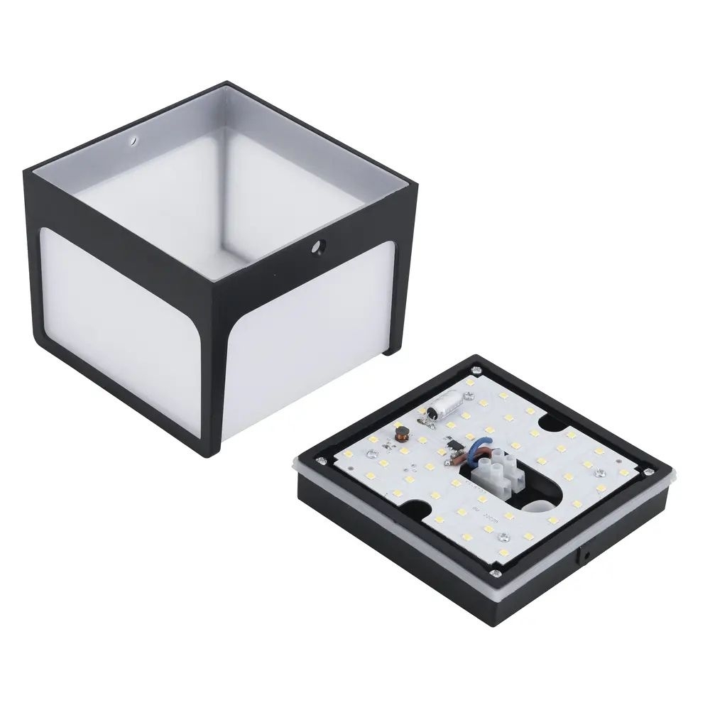 ARANDELA LED HANSA 8W 3000K  PRETO 550 LUMENS IP65