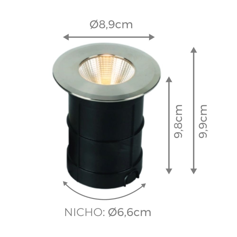 SPOT SOLO LED EMBUTIR 6W BIVOLT LUZ BRANCA 6000K 510LM PRETO COB IP67 - GAYA