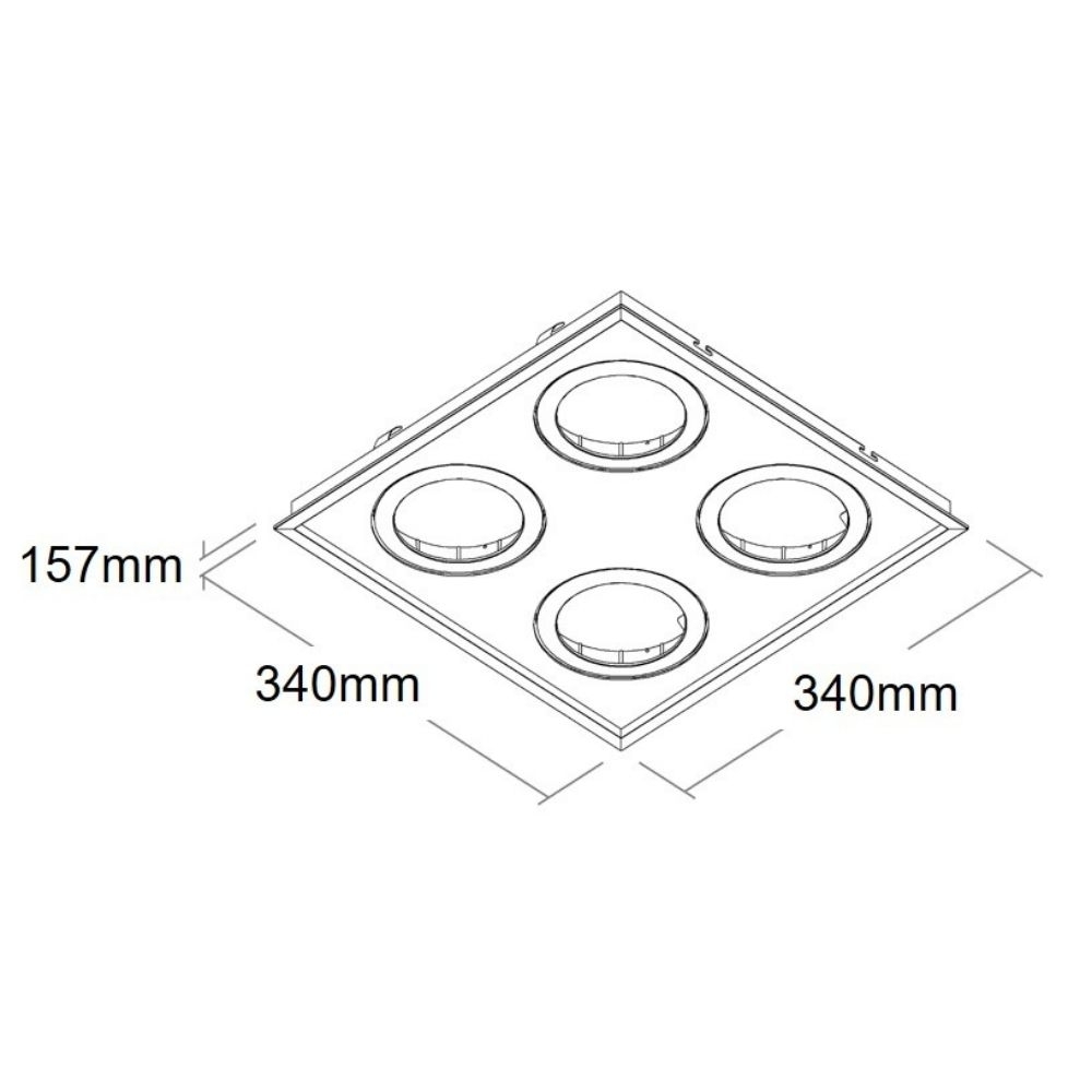 SPOT EMBUTIR PARA 4 LAMPADA AR111 BRANCO QUADRADO MICRO BORDA - BELLA LUCE