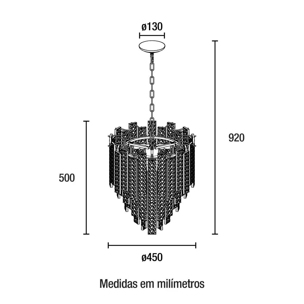 PENDENTE AURORA PARA 5 LAMPADA E14 40W BIVOLT VIDRO 92CM - BLUMENAU