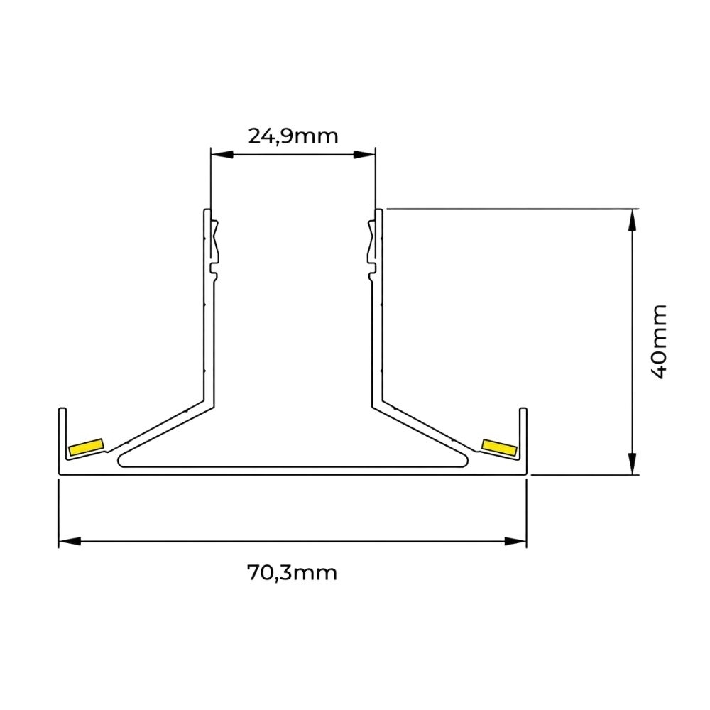 PERFIL SOBREPOR TRIK INDIRETO 70MM BRANCO 2 METROS - LUMINATTI