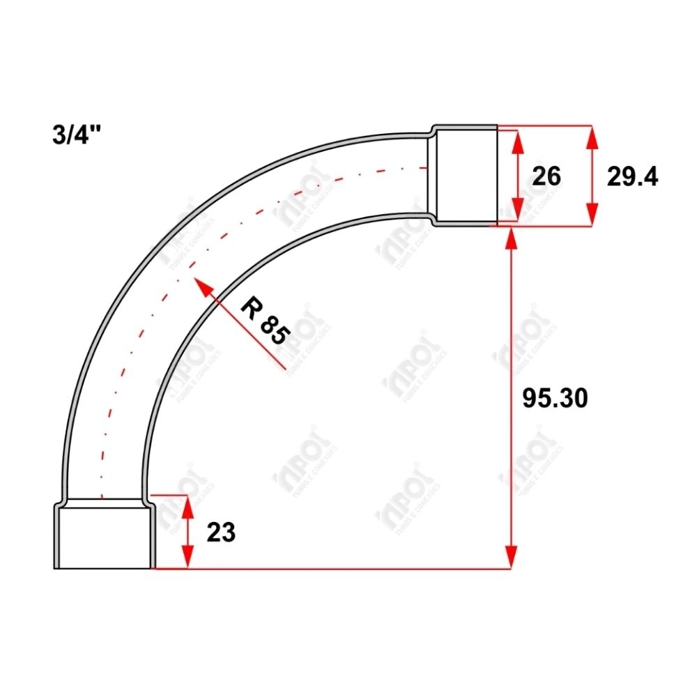 CURVA 90G 3/4 POLEGADA PRETO - INPOL