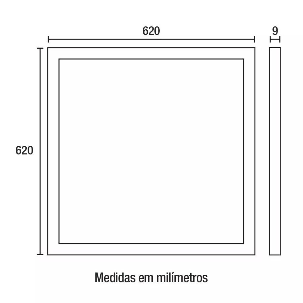 PAINEL LED EMBUTIR 45W BIVOLT LUZ NEUTRA 4100K 3600LM QUADRADO 62CM DRYWALL - BLUMENAU