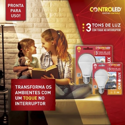 LAMPADA LED BULBO 3 INTENSIDADES DE LUZ AMARELA 2700K 9W BIVOLT E27 - OUROLUX