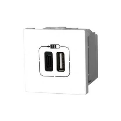 MODULO TOMADA COM 2 USB TIPO A + C 3A BRANCO PIAL PLUS+ - LEGRAND