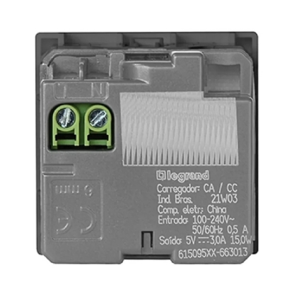 MODULO TOMADA COM 2 USB TIPO A + C 3A CINZA PIAL PLUS+ - LEGRAND