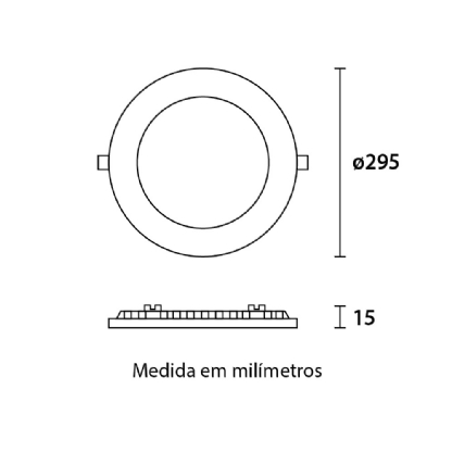 PAINEL LED EMBUTIR REDONDO 24W BIVOLT LUZ NEUTRA 4100K PRETO 29,5CM - BLUMENAU