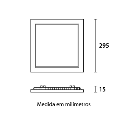 PAINEL LED EMBUTIR 24W BIVOLT LUZ NEUTRA 4100K QUADRADO 29,4CM PRETO - BLUMENAU