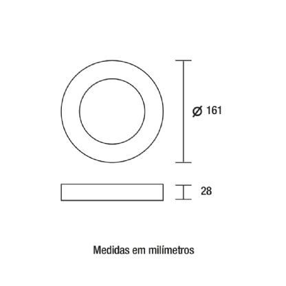 PAINEL LED SOBREPOR REDONDO 12W BIVOLT LUZ BRANCA 6500K PRETO 15,9CM - BLUMENAU