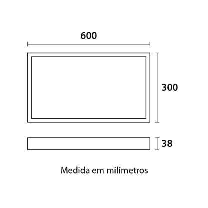 PAINEL LED SOBREPOR 30W BIVOLT LUZ BRANCA 6500K RETANGULAR 60X30CM BRANCO - BLUMENAU