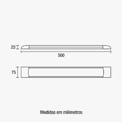 LUMINARIA LED LINEAR SLIM SOBREPOR 18W LUZ AMARELA BIVOLT 1400LM 50CM - BLUMENAU