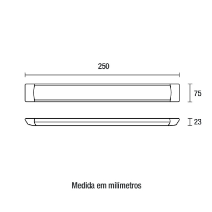 LUMINARIA LED LINEAR SLIM SOBREPOR 9W 4100K BIVOLT 700LM 25CM - BLUMENAU