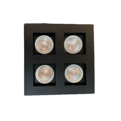 SPOT EMBUTIR PARA 4 LAMPADAS PAR30 E27 RECUADO PRETO MICRO - GOLIGHT