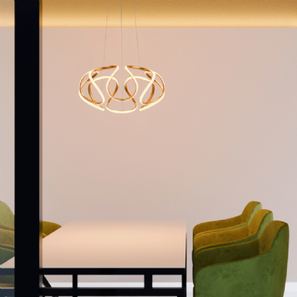 PENDENTE LED HORIZON BOMBAIM 60W LUZ AMARELA 3000K 4800LM GOLD - HEVVY