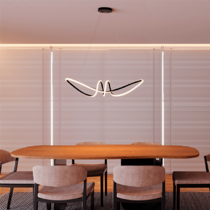 PENDENTE LED HORIZON MANILA 60W LUZ AMARELA 3000K 4800LM PRETO - HEVVY