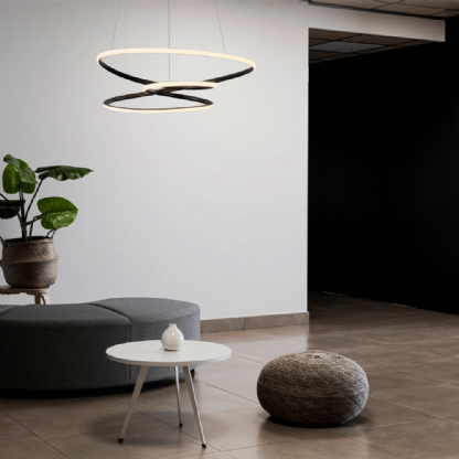 PENDENTE LED HORIZON OSAKA 48W LUZ AMARELA 3000K 3030LM PRETO - HEVVY