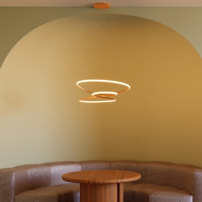 PENDENTE LED HORIZON OSAKA 60W LUZ AMARELA 3000K 4800LM DOURADO - HEVVY