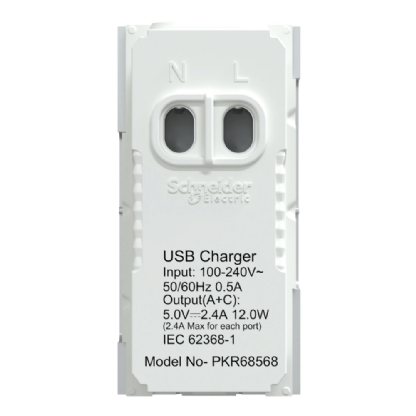MODULO TOMADA COM 2 USB TIPO A + C 2.4A ALUMINIO ORION - SCHNEIDER