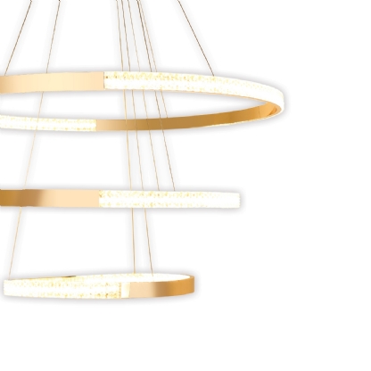 PENDENTE LED ROMA 50W LUZ AMARELA 3000K 8800LM DOURADO 3 ANEIS - HEVVY