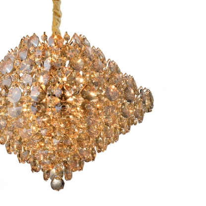 PENDENTE DIAMOND PARA 9 LAMPADAS G9 CRISTAL CABO 85CM DOURADO - HEVVY