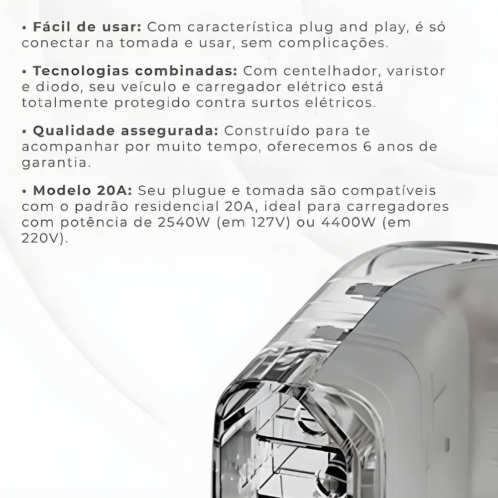 PROTETOR DE SURTO PARA MOTO E BIKE ELETRICA 20A MOBI - CLAMPER