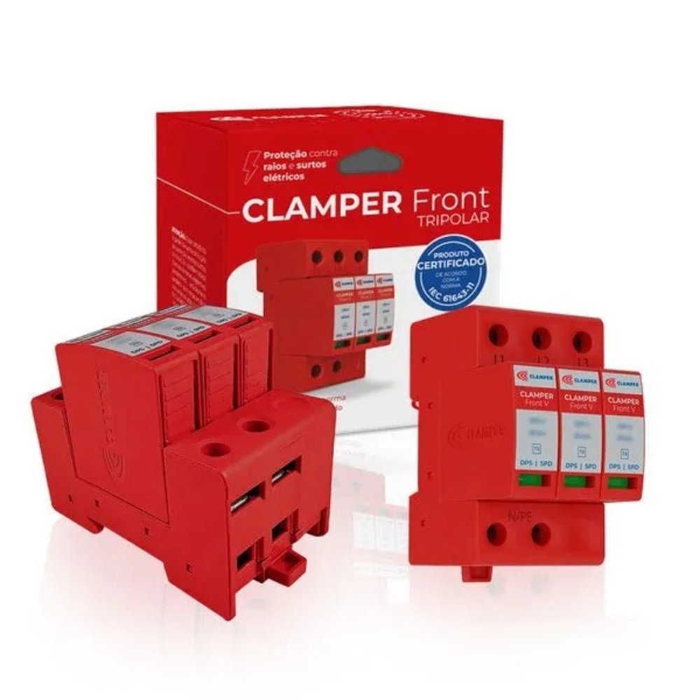 PROTETOR DE SURTO FRONT V 3P TRIPOLAR 275V 45KA CLASSE 2 - CLAMPER
