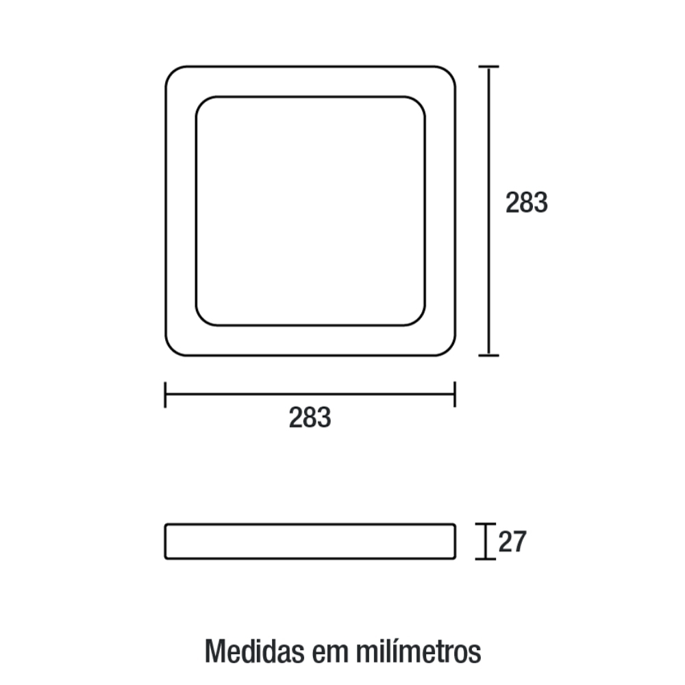PAINEL LED SOBREPOR 24W BIVOLT 6500K 2160LM QUADRADO PRETO 28CM - BLUMENAU