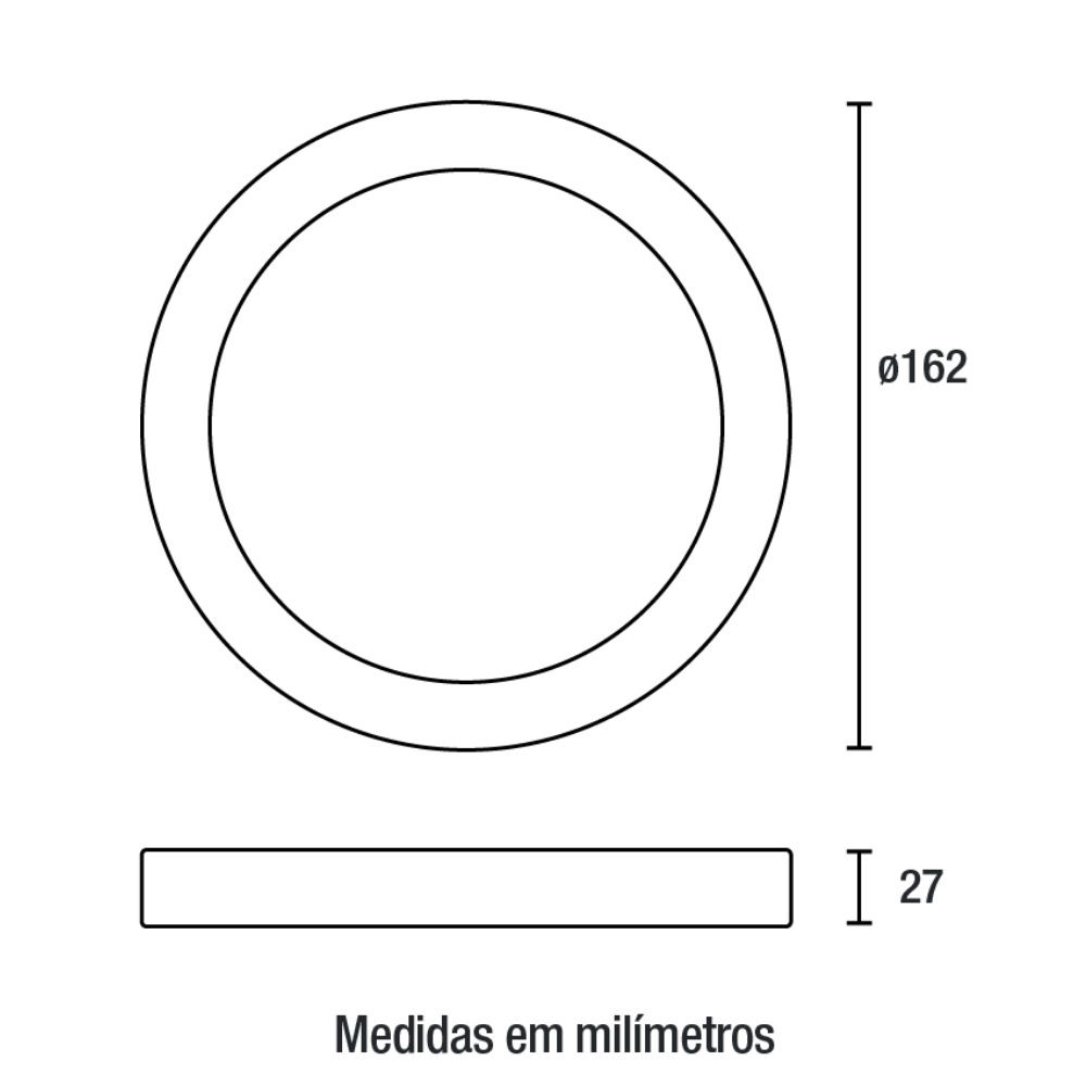 PAINEL LED SOBREPOR 12W BIVOLT 3000K 1080LM REDONDO PRETO 16CM - BLUMENAU