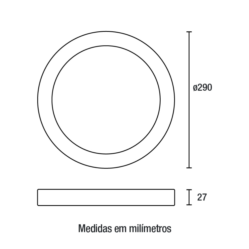 PAINEL LED SOBREPOR 24W BIVOLT 4100K 2160LM REDONDO PRETO 29CM - BLUMENAU