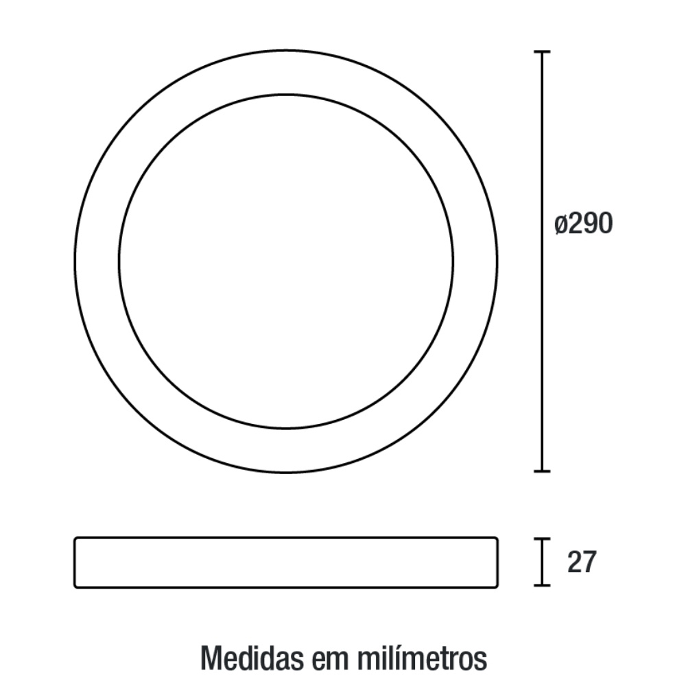 PAINEL LED SOBREPOR 24W BIVOLT 3000K 2160LM REDONDO PRETO 29CM - BLUMENAU