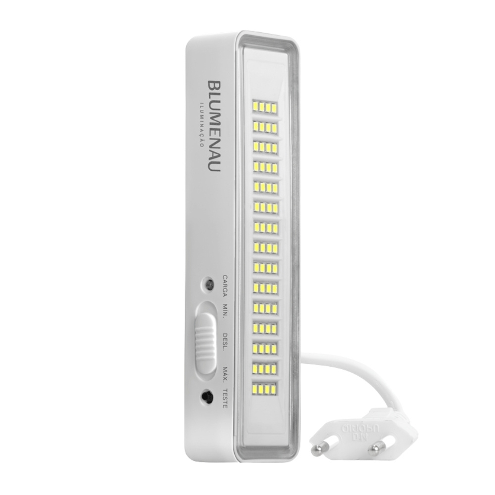 LUMINARIA LED EMERGENCIA 60LED 4W 6500K 150/300 LUMENS BIVOLT BRANCO - BLUMENAU