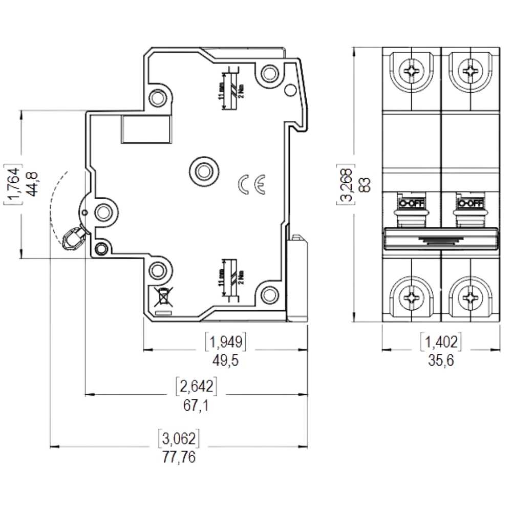 DISJUNTOR DIN 2 POLO 32A 5KA CURVA C - WEG