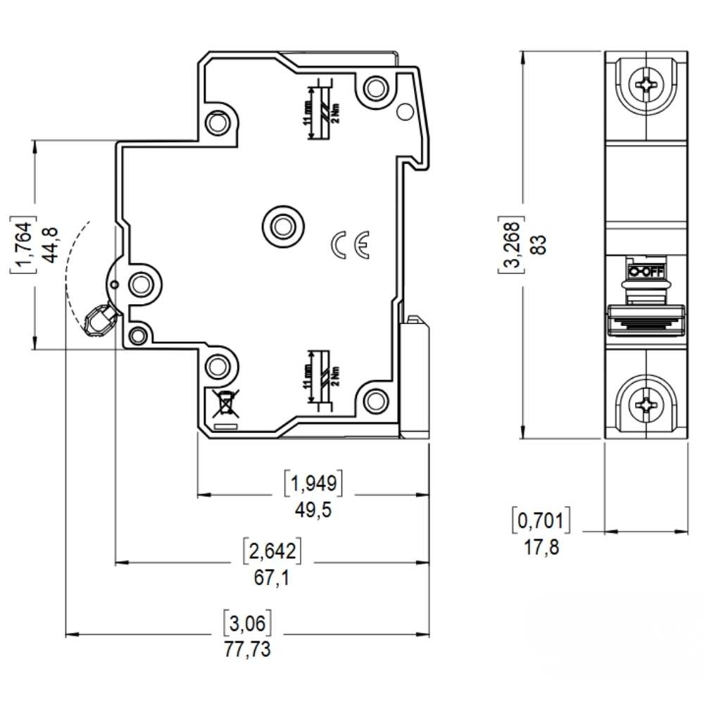 DISJUNTOR DIN 1 POLO 63A 3KA CURVA C - WEG