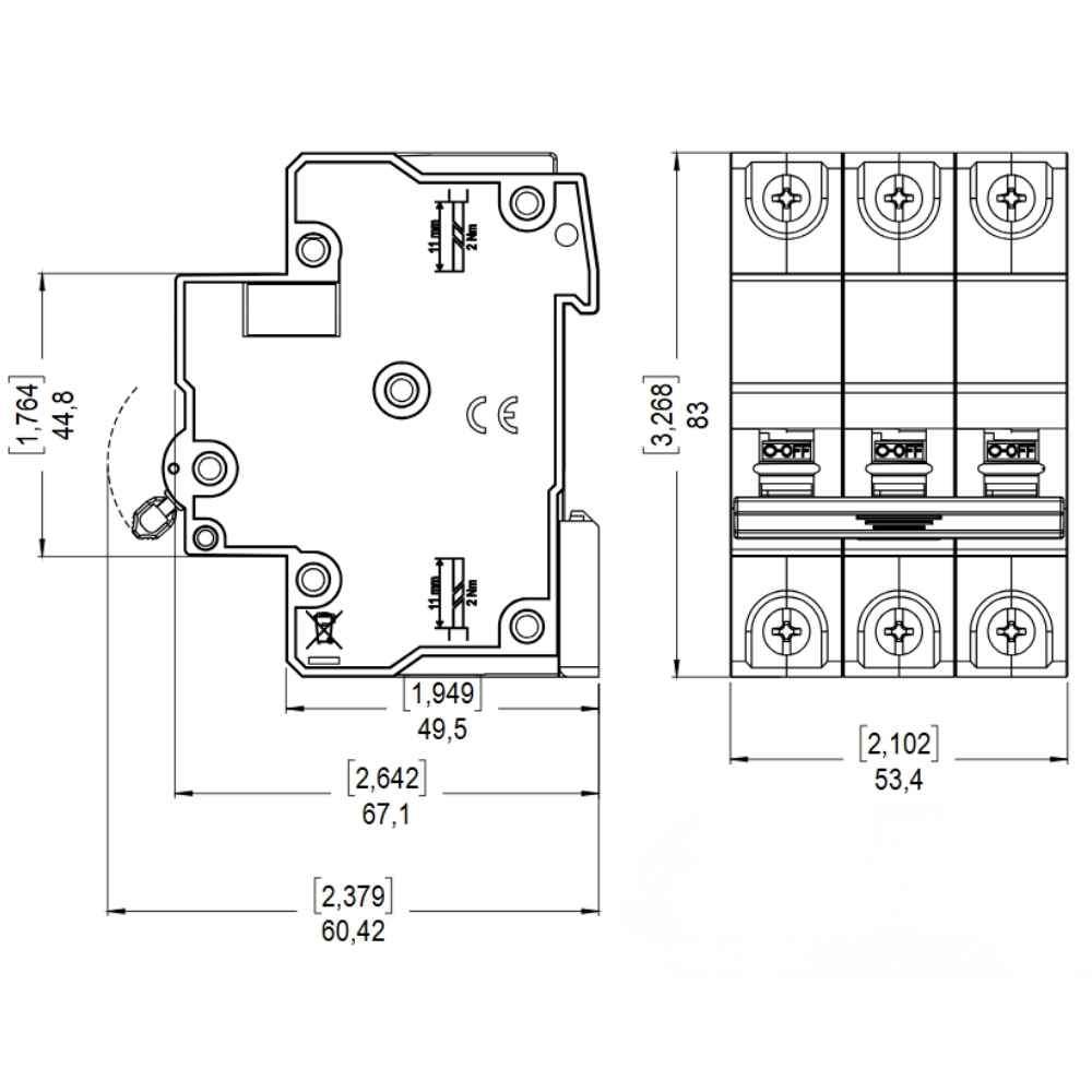 DISJUNTOR DIN 3 POLO 16A 3KA CURVA C - WEG