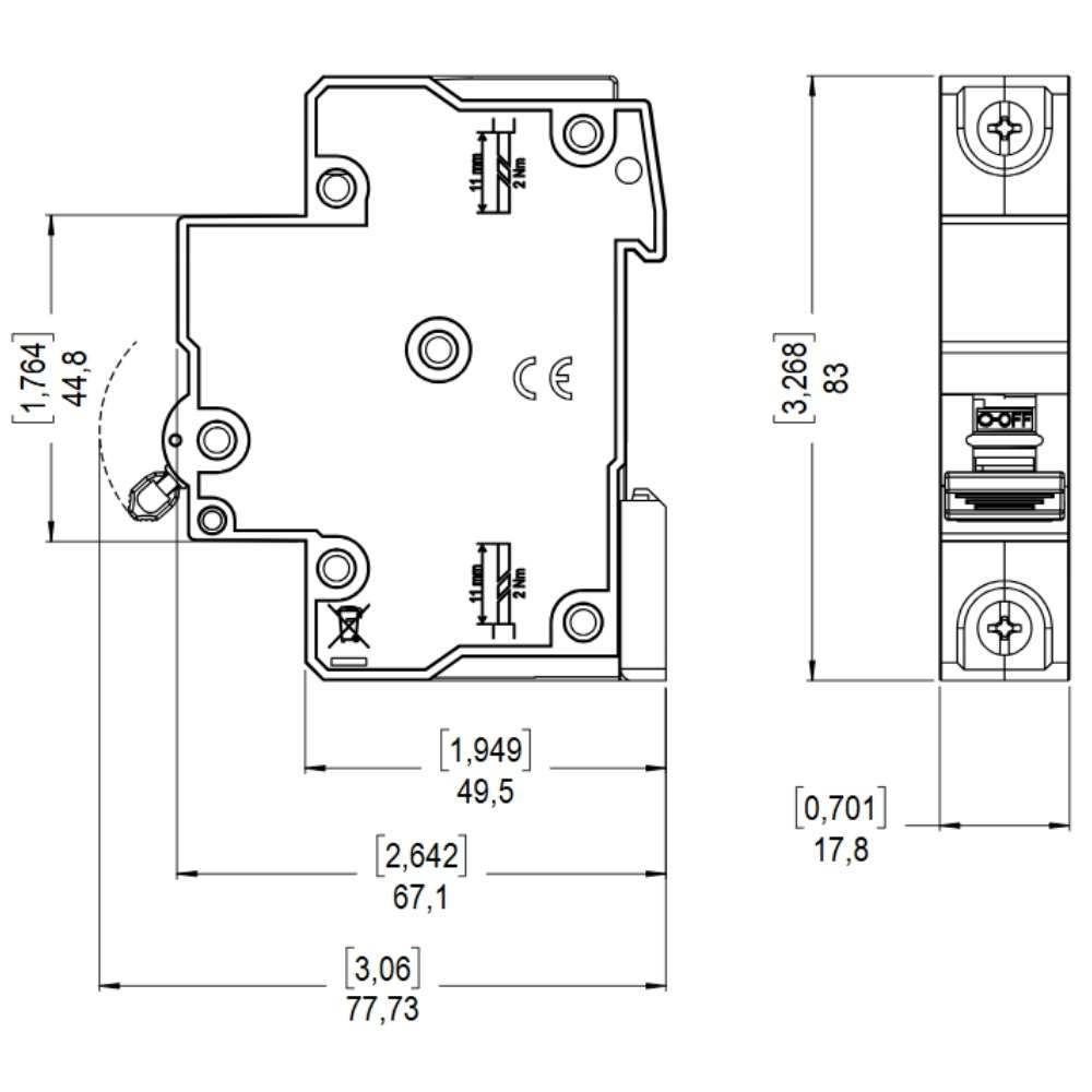 DISJUNTOR DIN 1 POLO 32A 3KA CURVA C - WEG